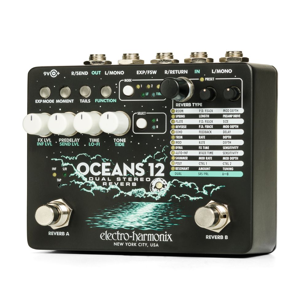 Pedal Oceans 12 Electro Harmonix Dual Stereo Reverb Ehx Usa - DG