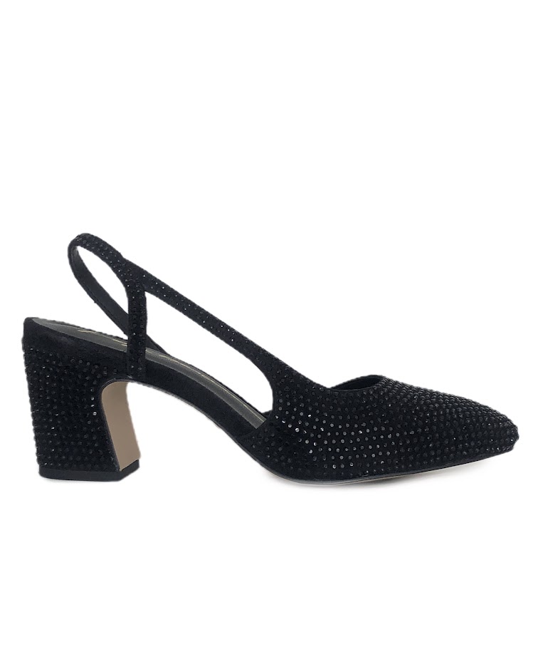 Scarpin Slingback Camurça Strass Luiza Barcelos | Calçados