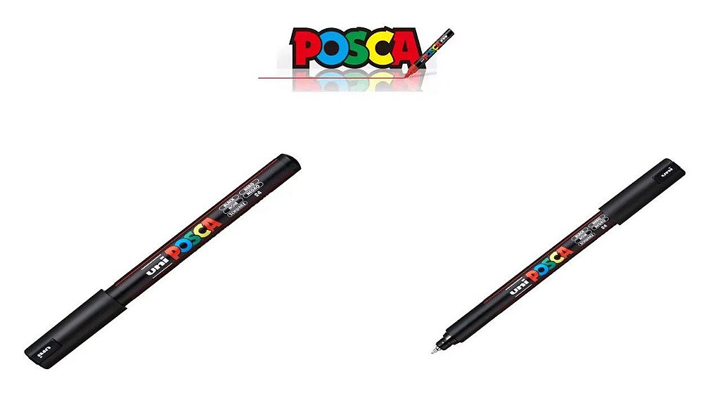 Caneta Posca Pin Type PC-1MR Ponta 0.7mm Preta - Uniball - Loja Stock On