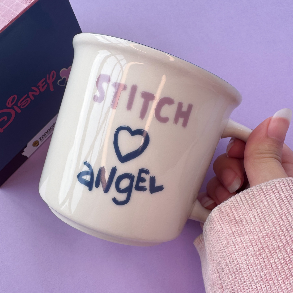 Caneca de Cerâmica 350ml Stitch e Angel - Fancy Goods