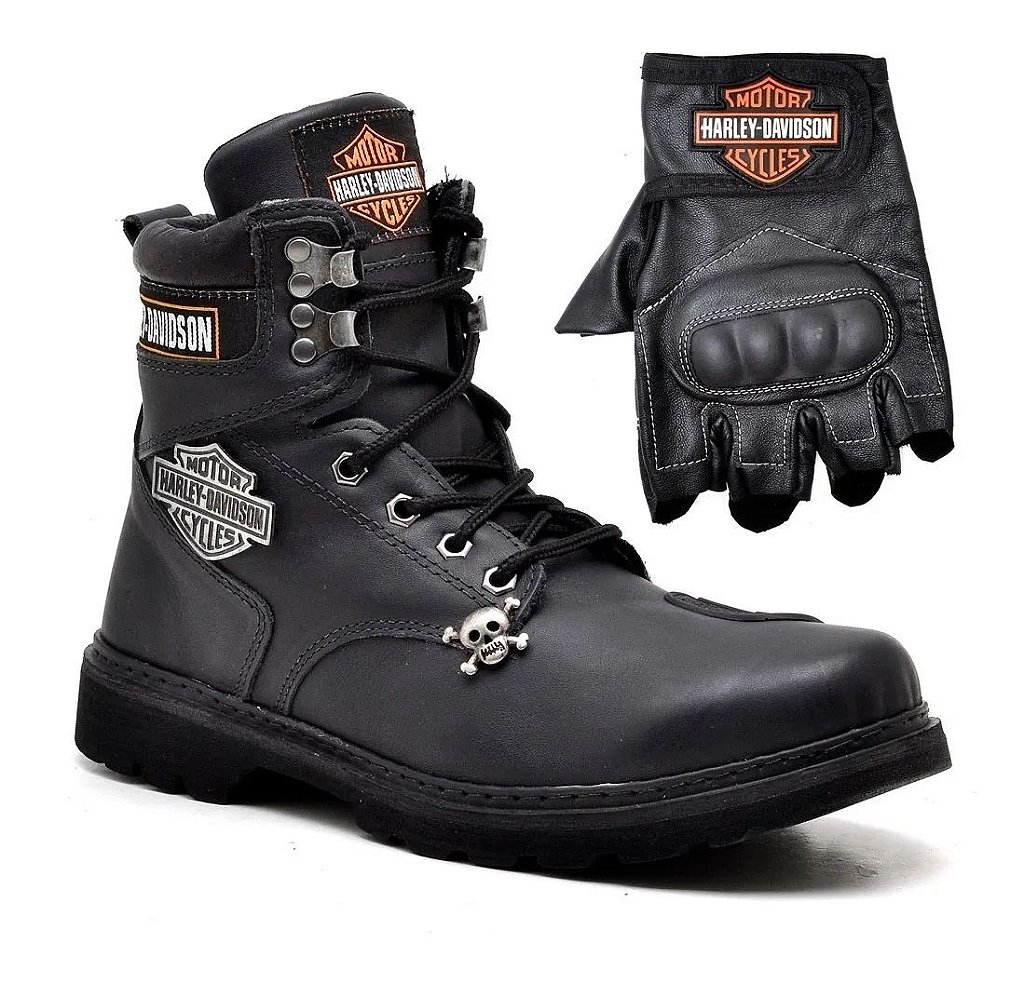 Bota Coturno Harley Couro Legitimo + Luva Couro - T-Shoes Calçados e  Acessórios Masculinos