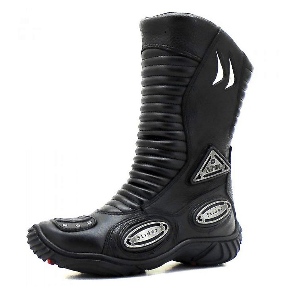 Bota Feminina Motociclista Estilo Roqueira em Couro Preta - ATRON