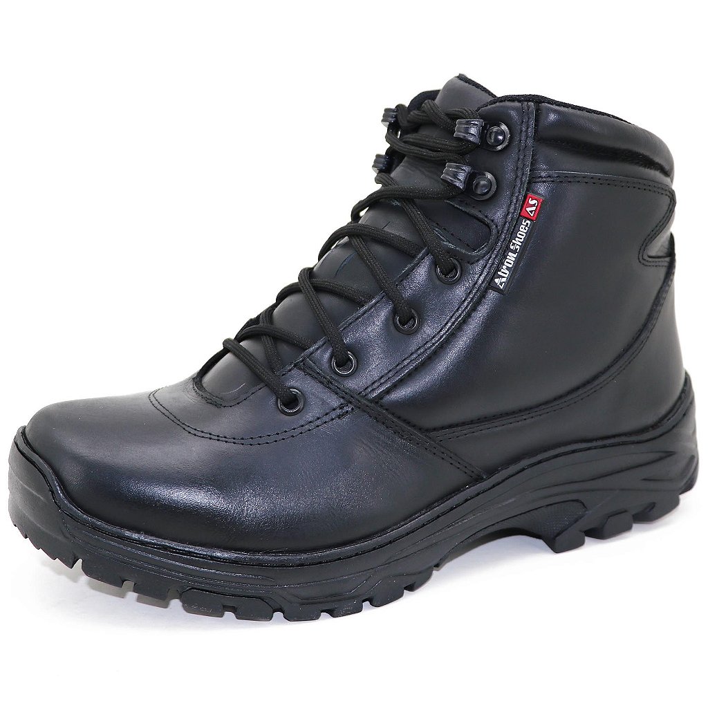 Coturno Militar Unissex EM Couro Legítimo Ref-282 Preto - T-Shoes Calçados  e Acessórios Masculinos