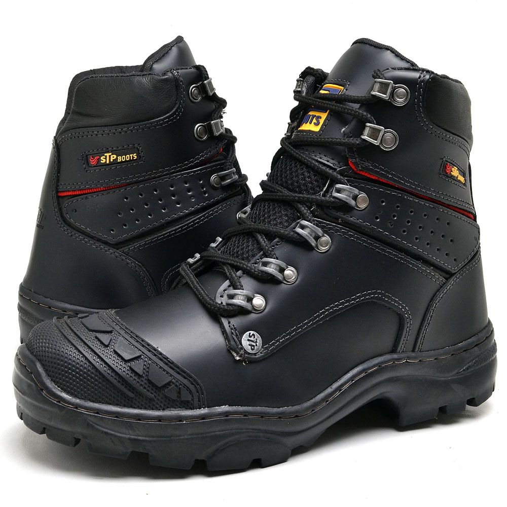 Bota Caterpillar de Couro Coturno Masculino Ref. 2190 Cor Black