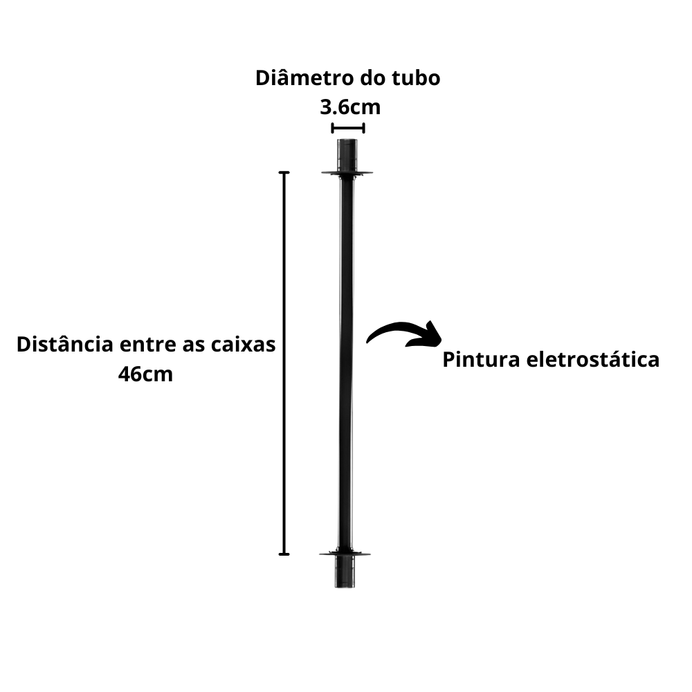 Prolongador Extensor Haste Para Caixa 60cm | Som Profissional