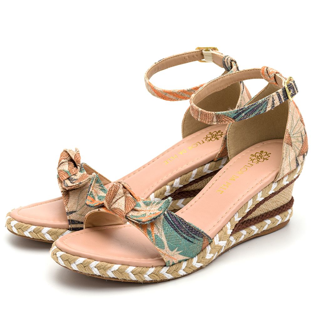 sandalia anabela floral