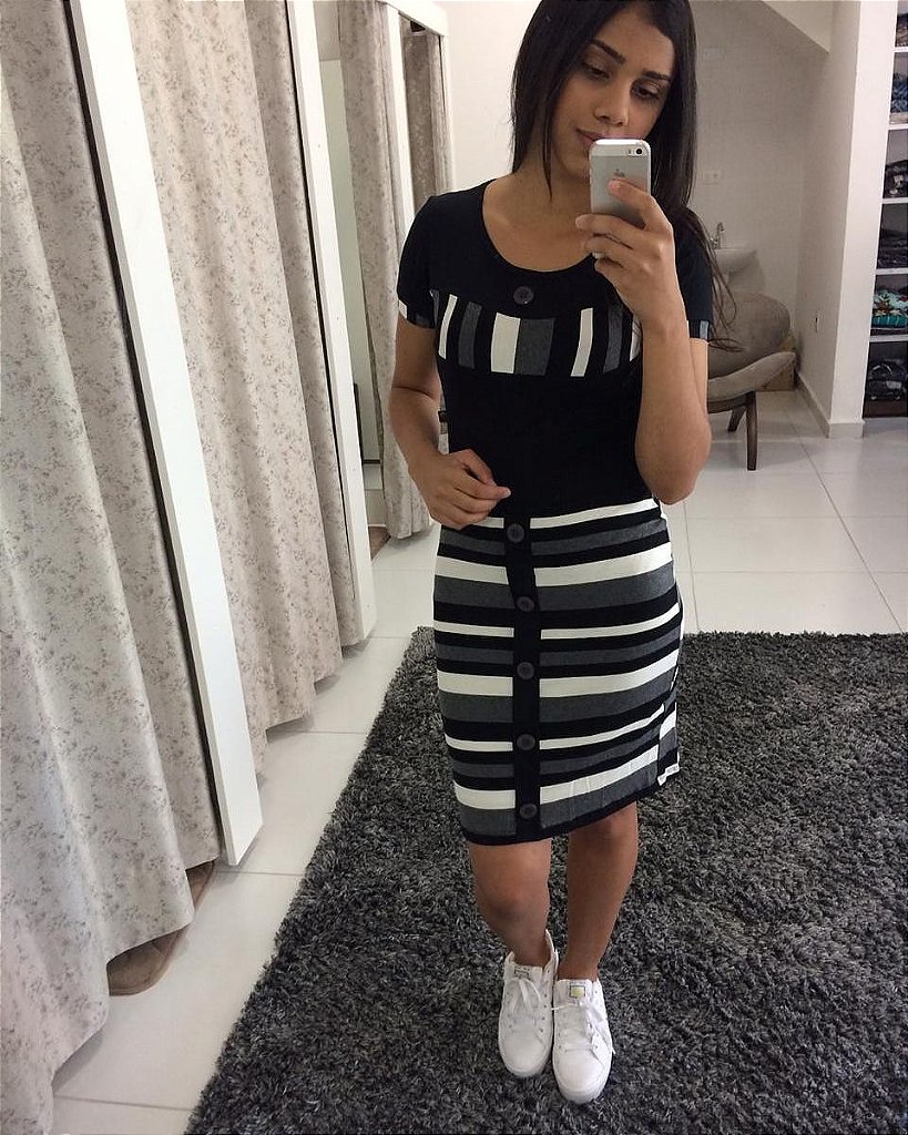 vestido preto com cinza