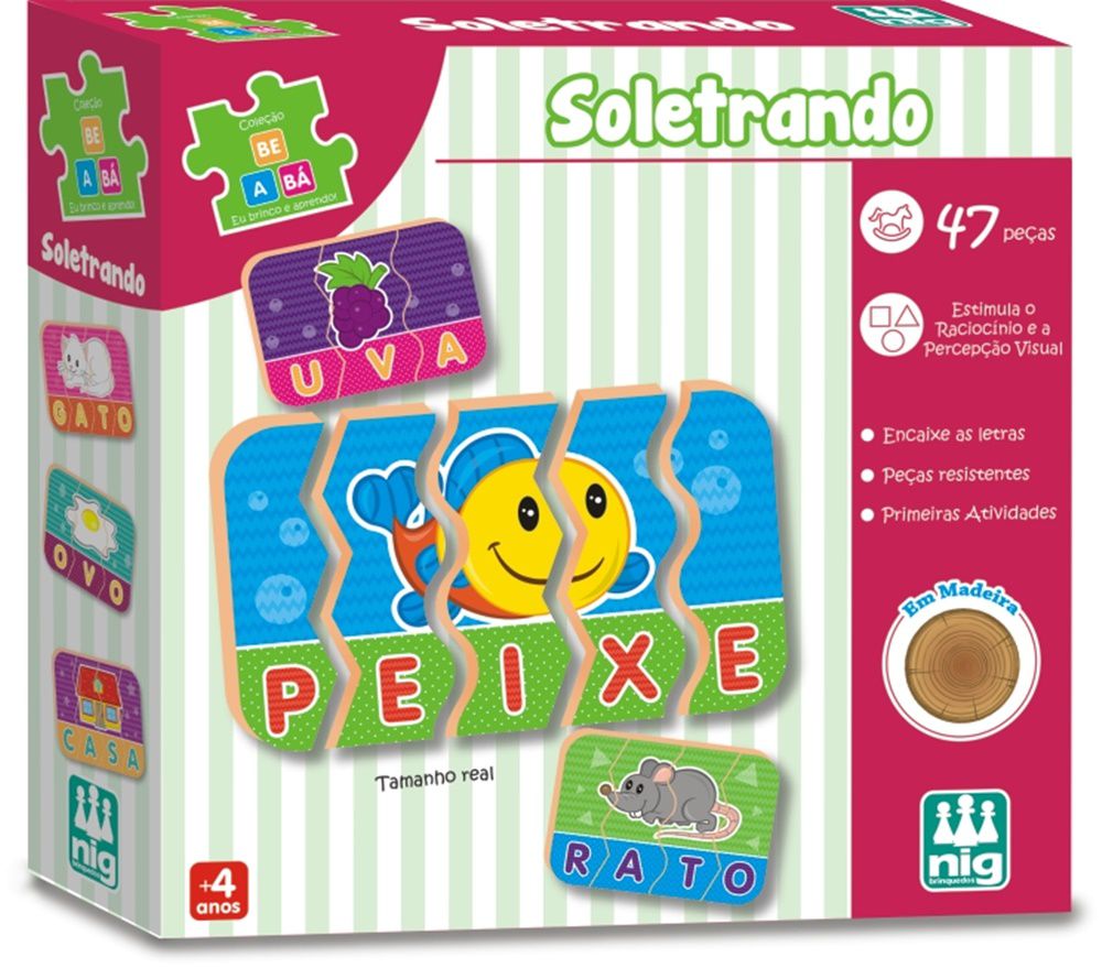 Jogo Educativo Crescer Alfabeto 48 Letras Em Madeira Nig