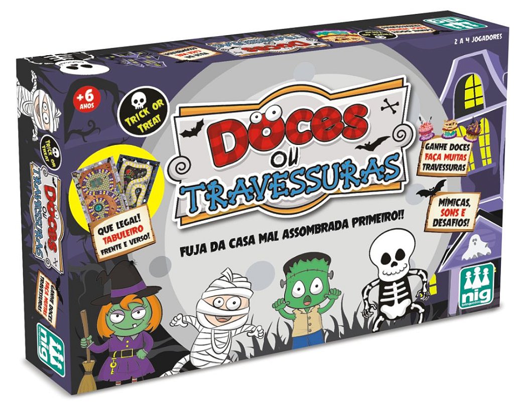 Jogo de Tabuleiro Infantil Doces ou Travessuras - 7 Artes BrinQ Fantasias