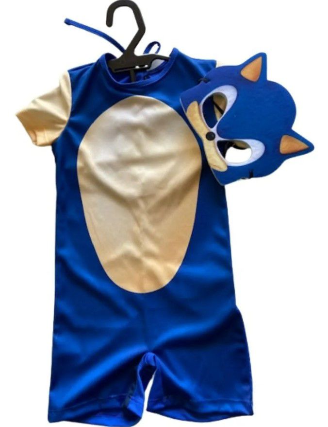 Roupa Fantasia Sonic Infantil Menino Azul Com Máscara