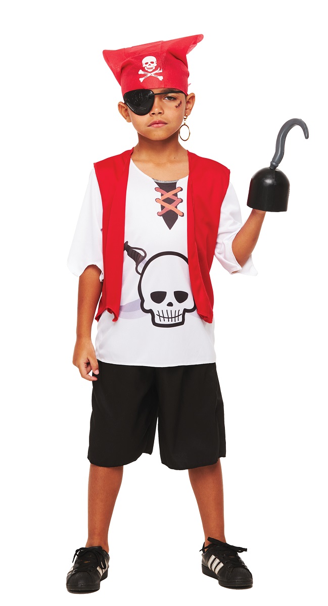 Fantasia Pirata Infantil Masculino Tapa Olho Camiseta Shorts no