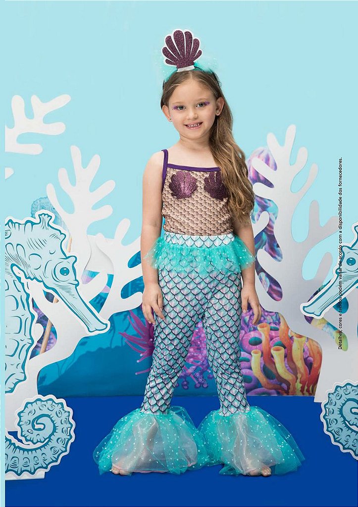 Fantasia Sereia Luxo Inf. Aqua c/ Tiara Tamanho: 2-12 anos em Promoção na  Americanas