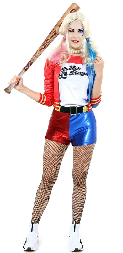 fantasia harley quinn arlequina cosplay completo jaqueta bordada luxo  original