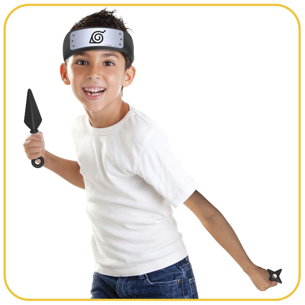 Bandana Naruto Aldeia Folha Infantil + Kit Kunai C/ Shuriken