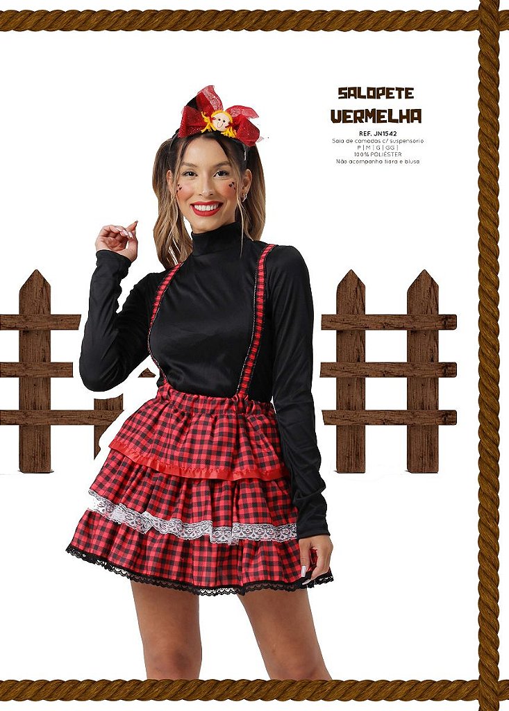 Conjuntinho de Festa Junina Saia e Blusa Xadrez Caipira Arraiá Quadrilha -  Guedes Épocas - Fantasias para Crianças - Magazine Luiza