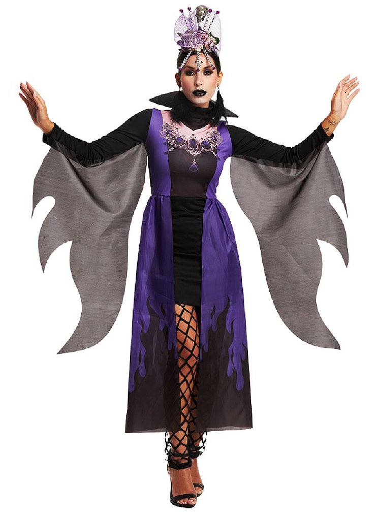 Fantasia Halloween Vestido Feminino Adulto Bruxa Maligna