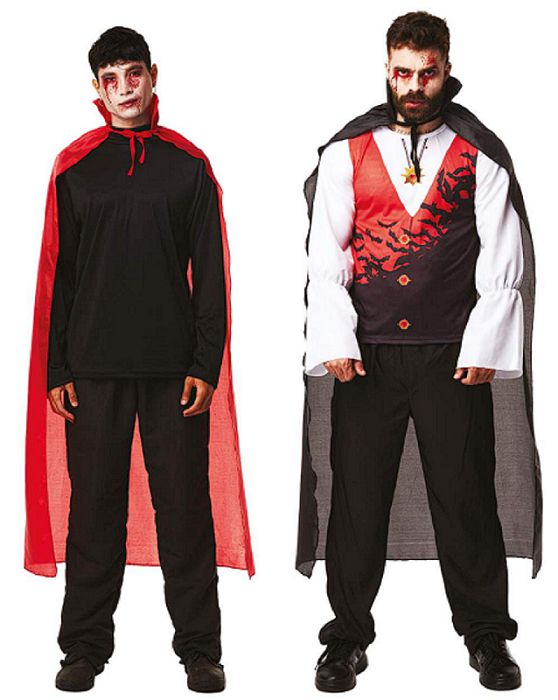 Fantasia masculina de vampiro adulto Deluxe, Red, Black, Medium