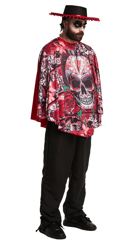 Fantasia Halloween Poncho Mexicano La Fiesta Masculino Adult - 7 Artes  BrinQ Fantasias