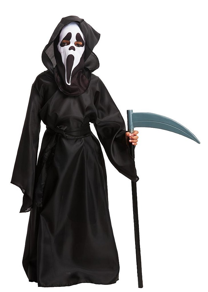 Fantasia Halloween Morte Menino Sombrio Infantil Mestre Mal - 7