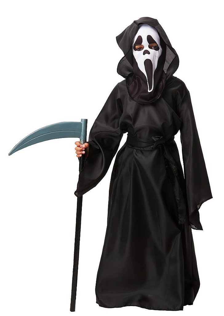 Fantasia Halloween Morte Menino Sombrio Infantil Mestre Mal - 7