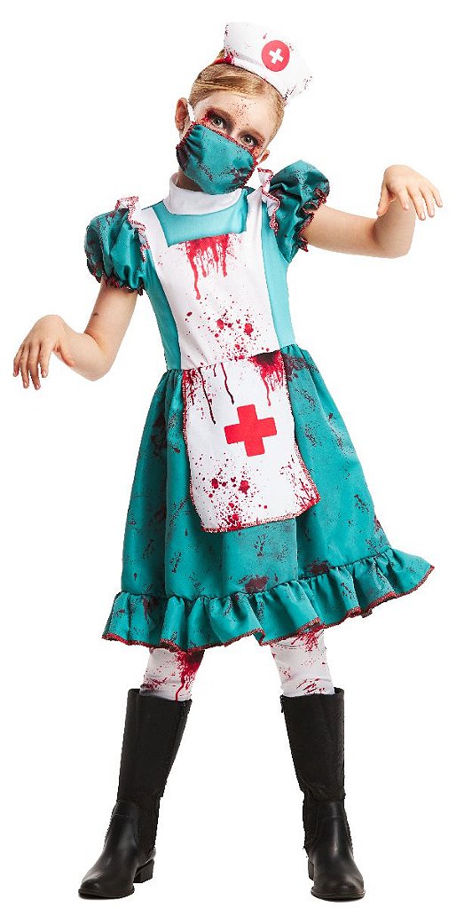 Fantasia Halloween Menina Enfermeira Zumbi Vestido Infantil - 7 Artes BrinQ  Fantasias