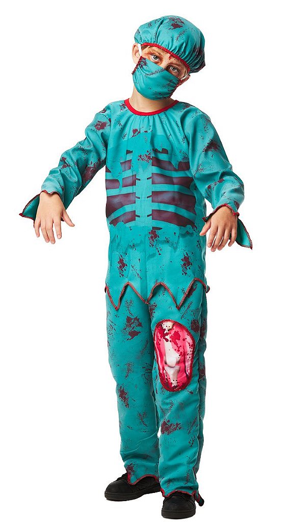 Fantasia Halloween Menino Cirurgião Zumbi Infantil Roupa Top - 7 Artes  BrinQ Fantasias