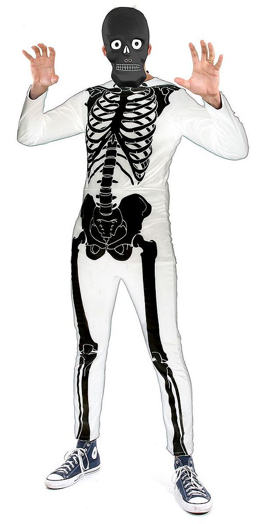 Fantasia de Halloween Adulta Masculino Luxo Esqueleto