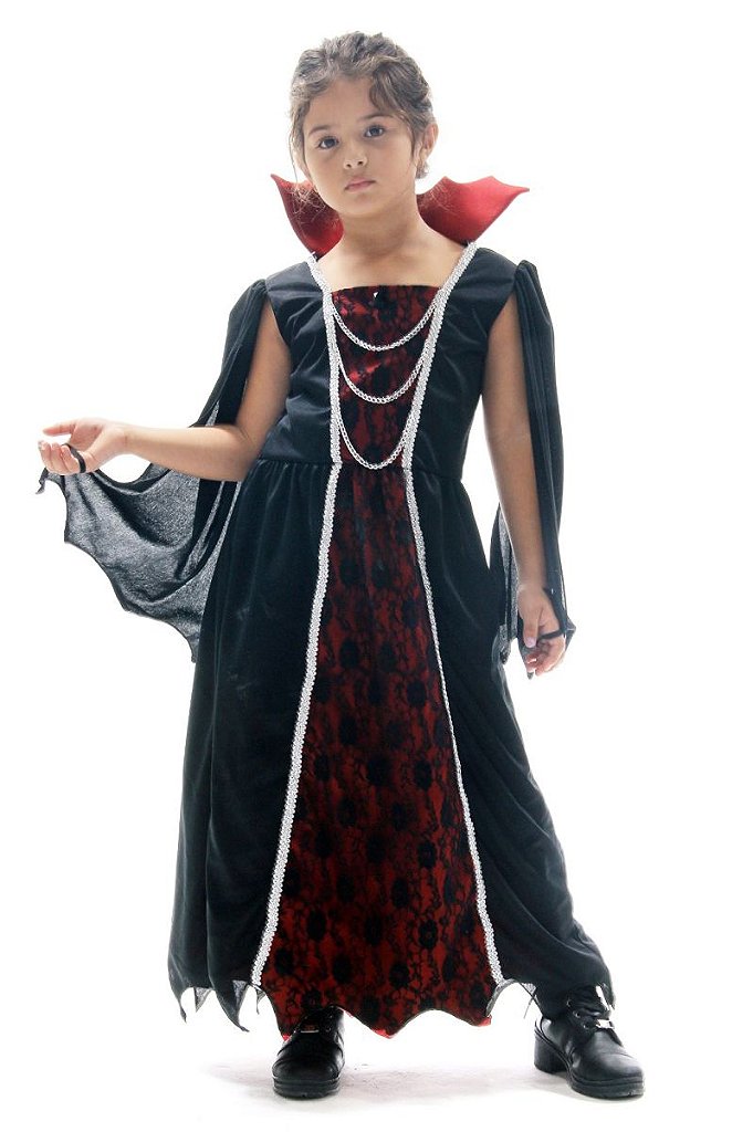 Fantasia Vampirinha Halloween Vestido Vampira Infantil