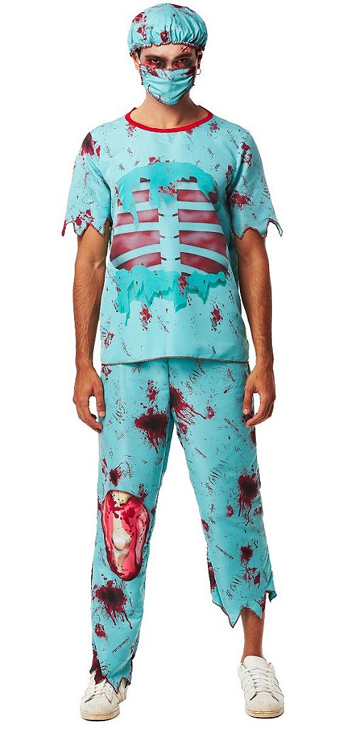 Fantasia Halloween Múmia Masculino Adulto Homem Zumbi