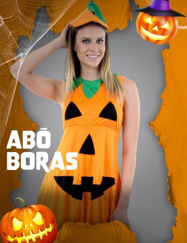Fantasia Halloween Abóbora Feminina Adulto Vestido c/ Tiara - 7 Artes BrinQ  Fantasias