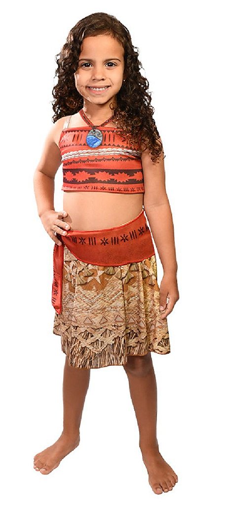 Vestido Fantasia Infantil Moana Princesa Luxo Carnaval