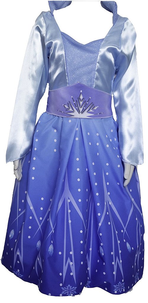 Vestido Infantil Azul Frozen com Capa Luxo