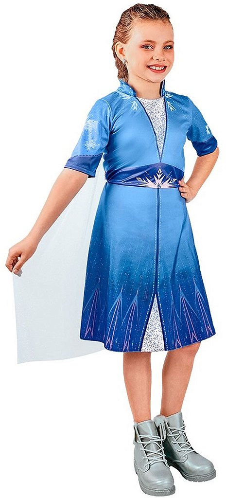 Vestido Infantil Frozen Com Capa Luxo Festas De Princesas