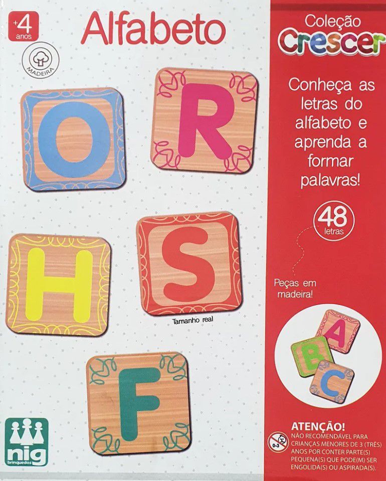 Jogo Educativo Descobrindo O Alfabeto Em Madeira - 52 Peças