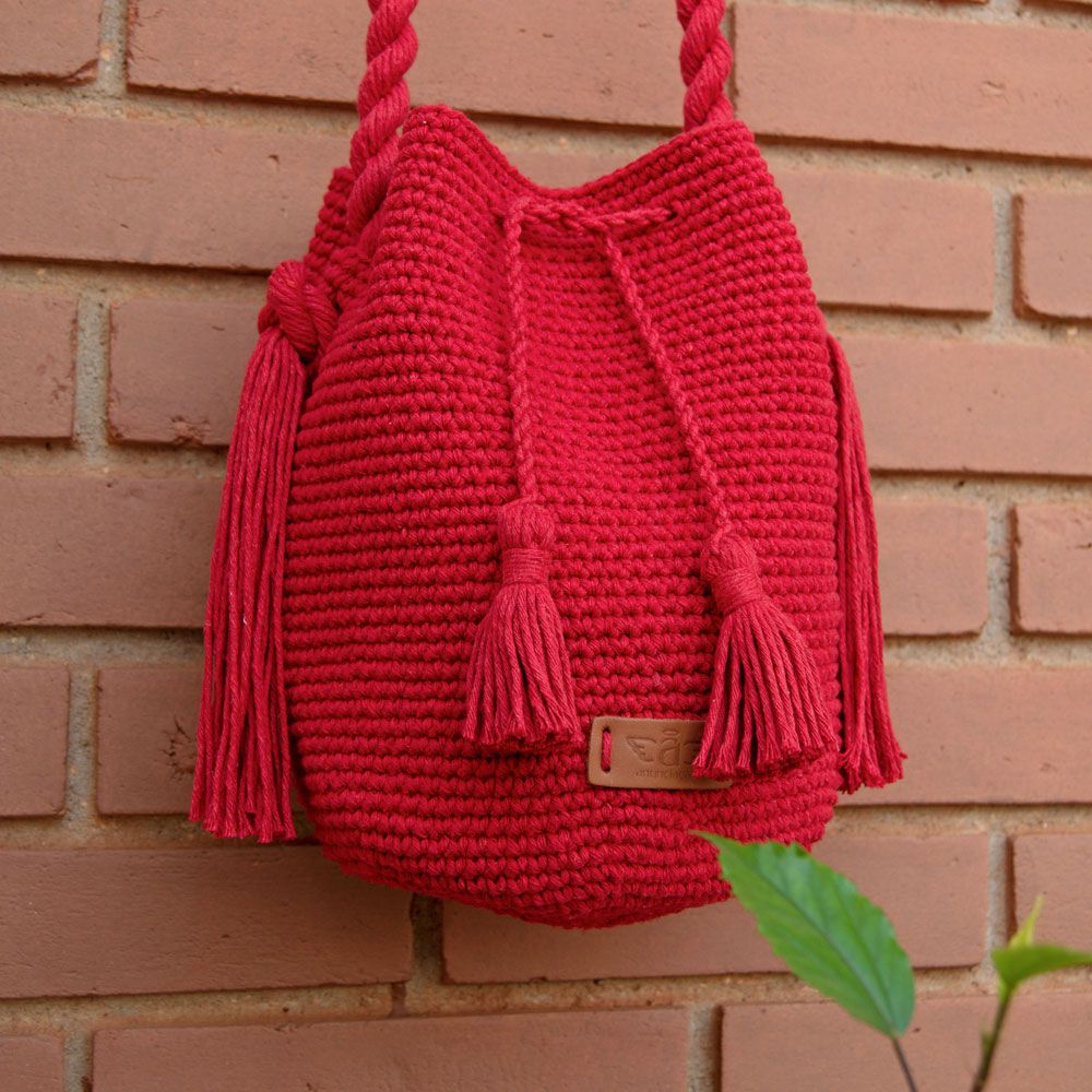 Bolsa Saco Artesanal de Crochê | Anunciação Store - Anunciação Store -  Tricot e Crochet em forma de desejo