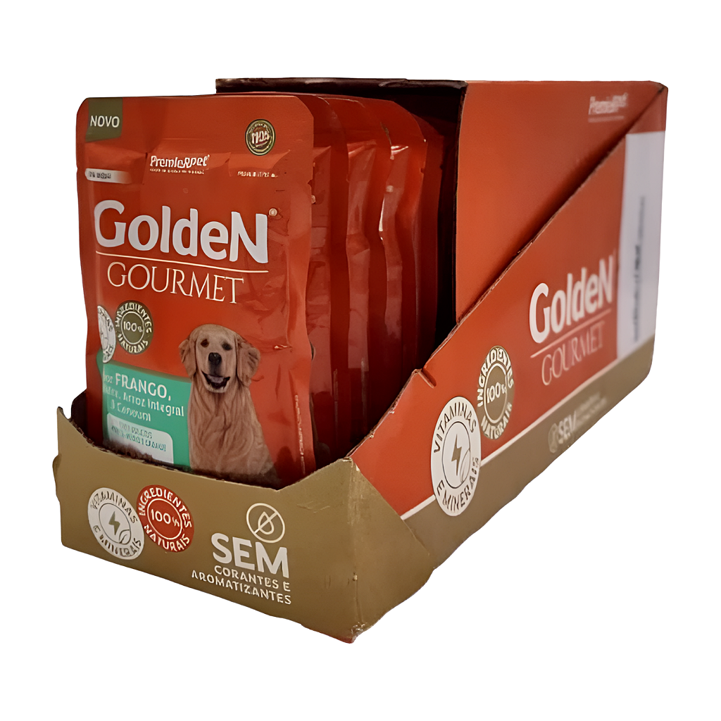 Sachê Golden Gourmet Cães Adultos Raças Médias Frango 85g Display