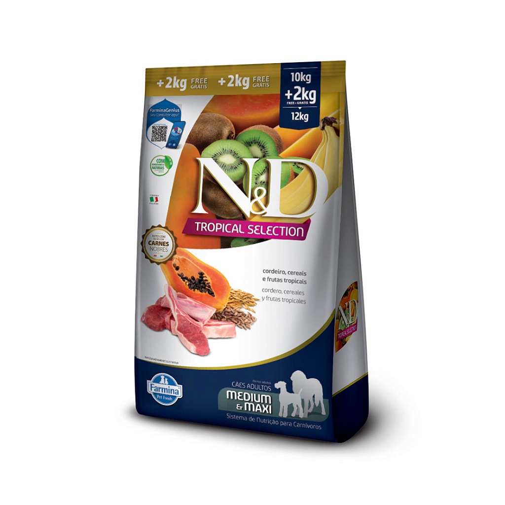 N&D Tropical Selection Cordeiro Cães Adultos Raças Médias e