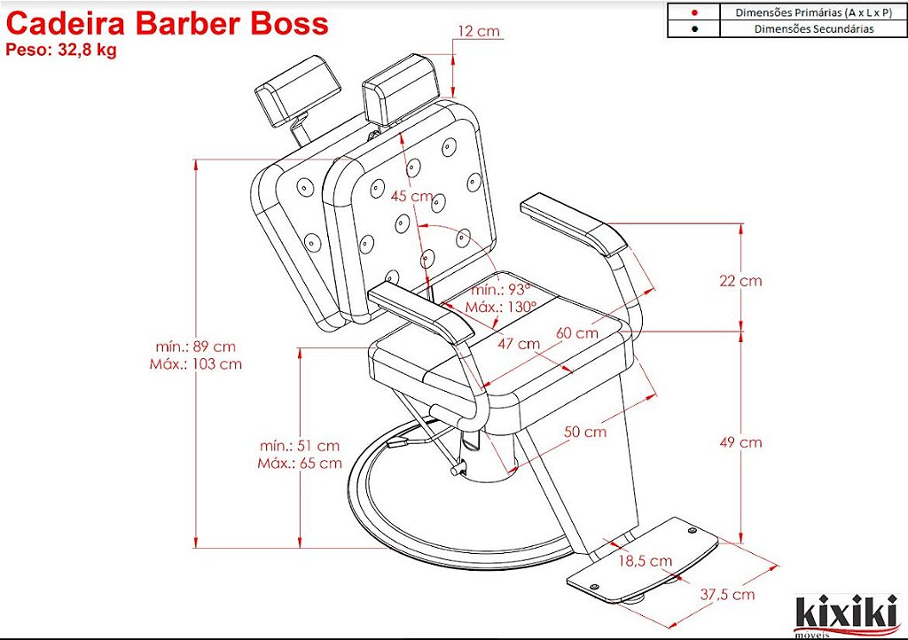 Cadeira de Barbeiro Barber Boss Reclinável - Executiva