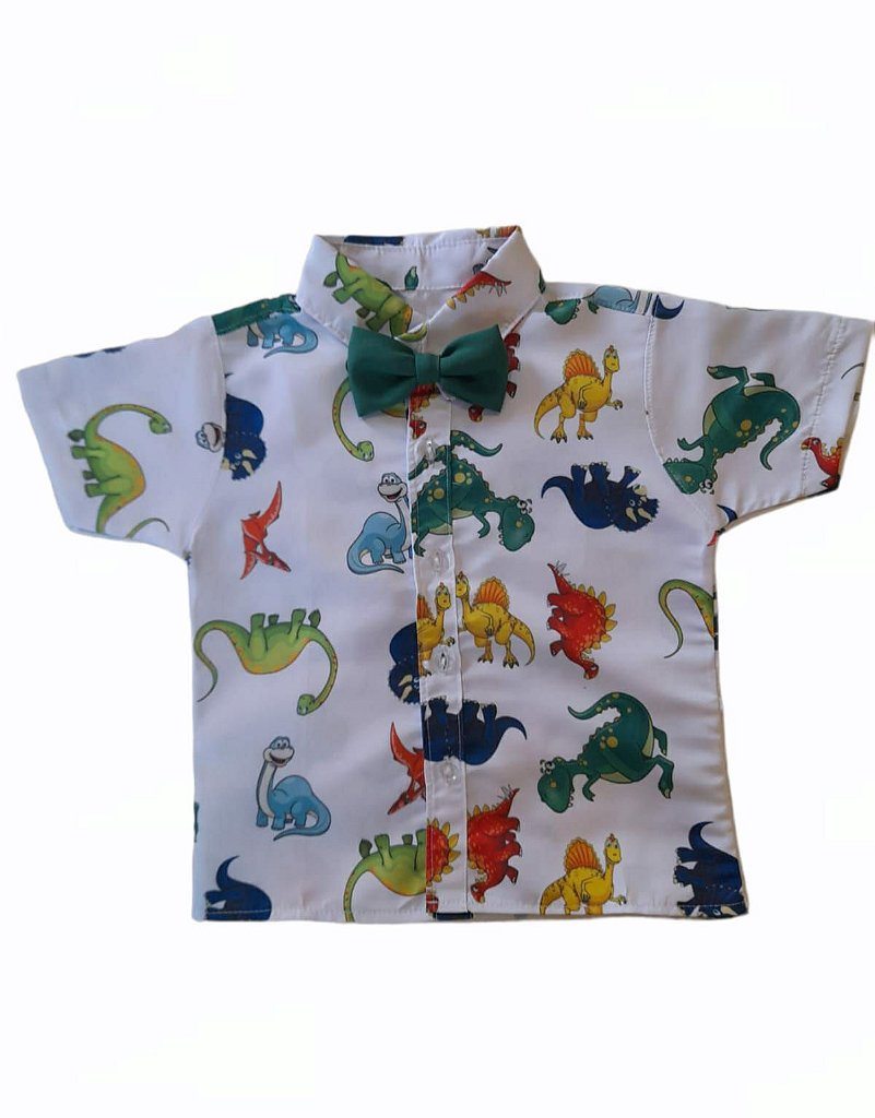 Camisa social infantil no tema dinossauros - Mabelly Kids