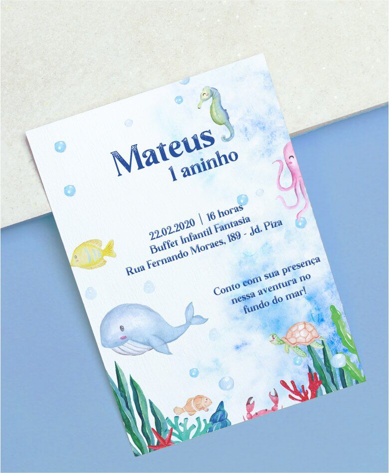 Convite Digital Aniversario Infantil Fundo Do Mar Ou Kit Artes Digitais Renata Secco Identidade Visual