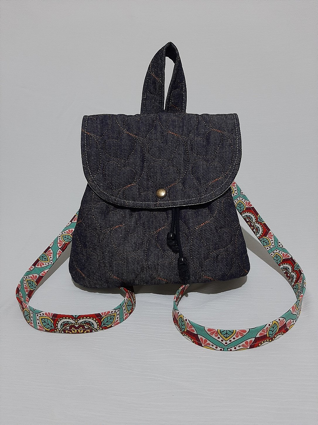 bolsa mochila jeans feminina