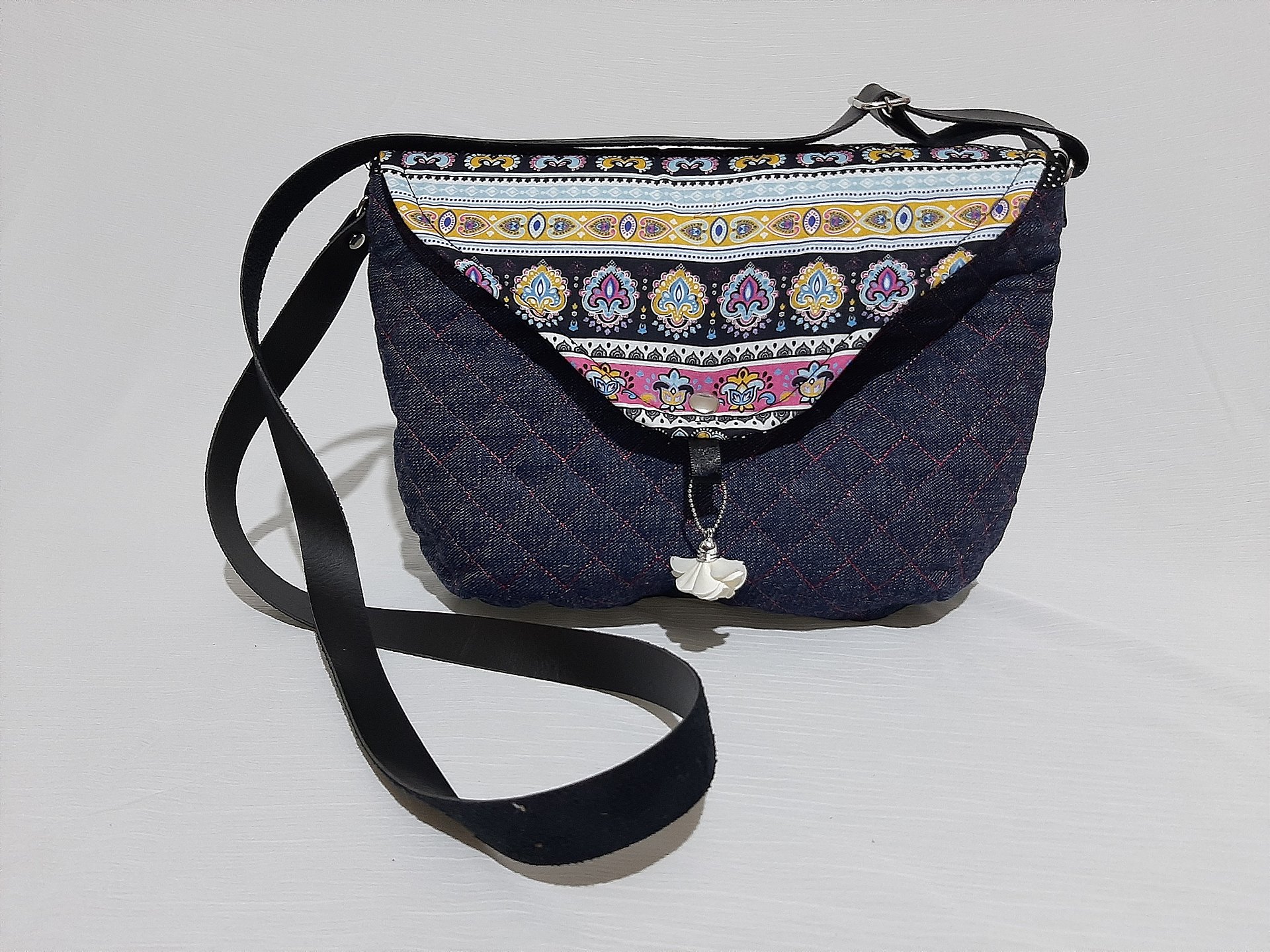 Comprar Bolsa Feminina em Tecido Transversal Pequena- Jeans Aba Trian -  Bolsas Sonia Chiconi em tecidos comprar vender acessorios