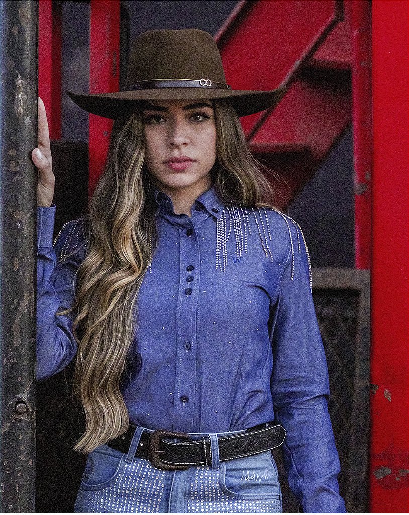 Camisa Feminina Jeans Escuro com Franja - Coleção Premium - Life Western