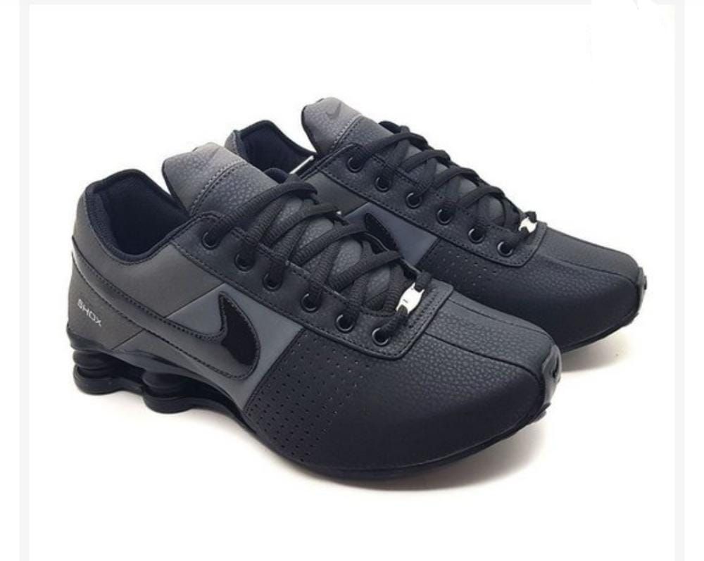 nike shox cinza e preto