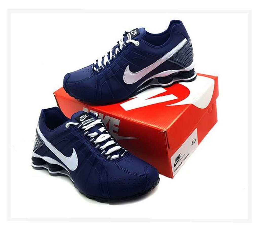 nike shox junior azul e branco