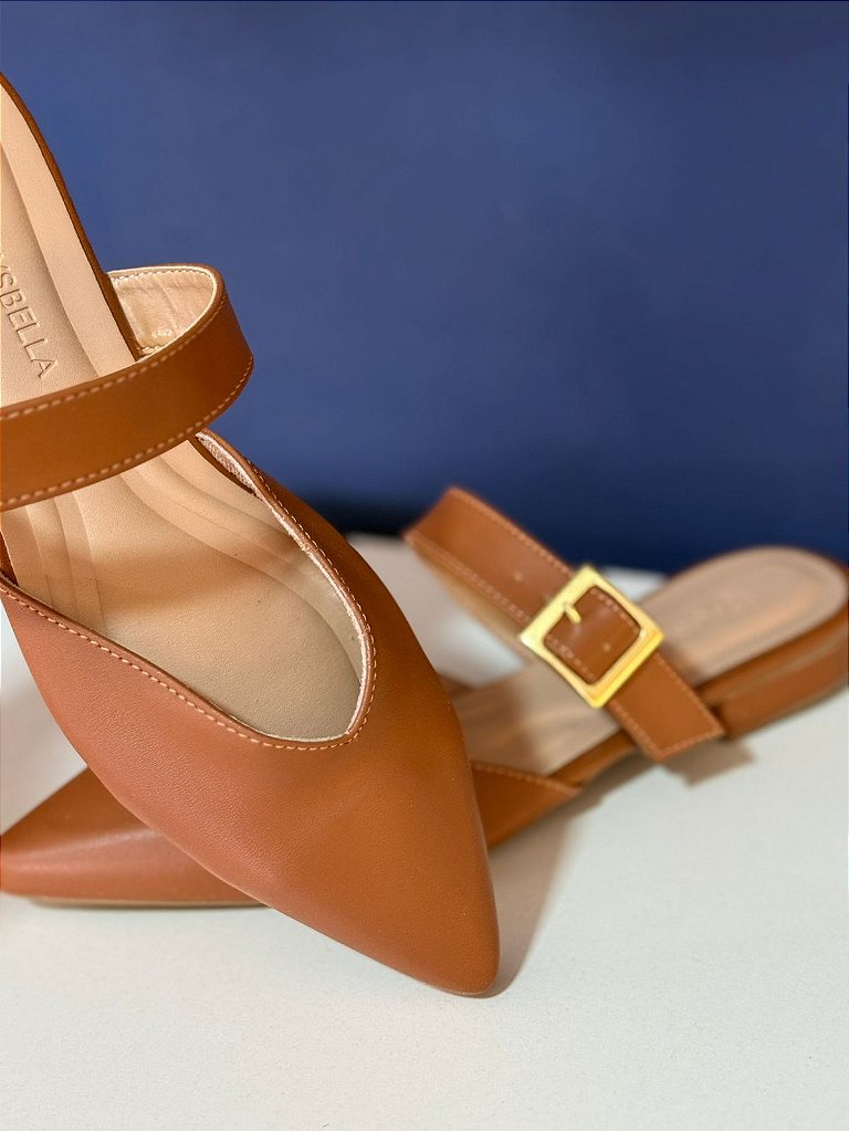 Mule Chanel Mira Me Caramelo Salto - Crysbella