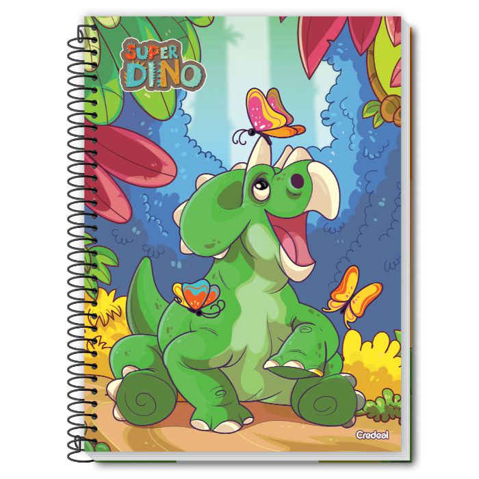 CADERNO GRANDE - 1 MATÉRIA - 96 FOLHAS - 18x26 cm - Dinossauro baby -  Dedicarte Artesanato