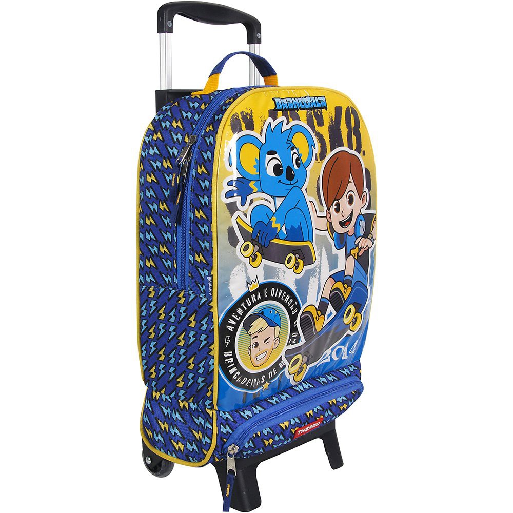 Kit Mochila de Rodinhas e Lancheira Dermiwill Brancoala Azul