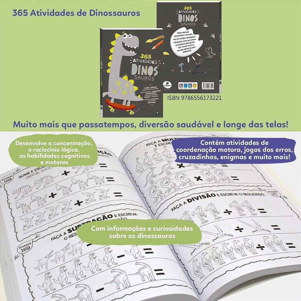 Dinossauros - Kit de Atividades e Livro - Majoca Colorê Brinquedos