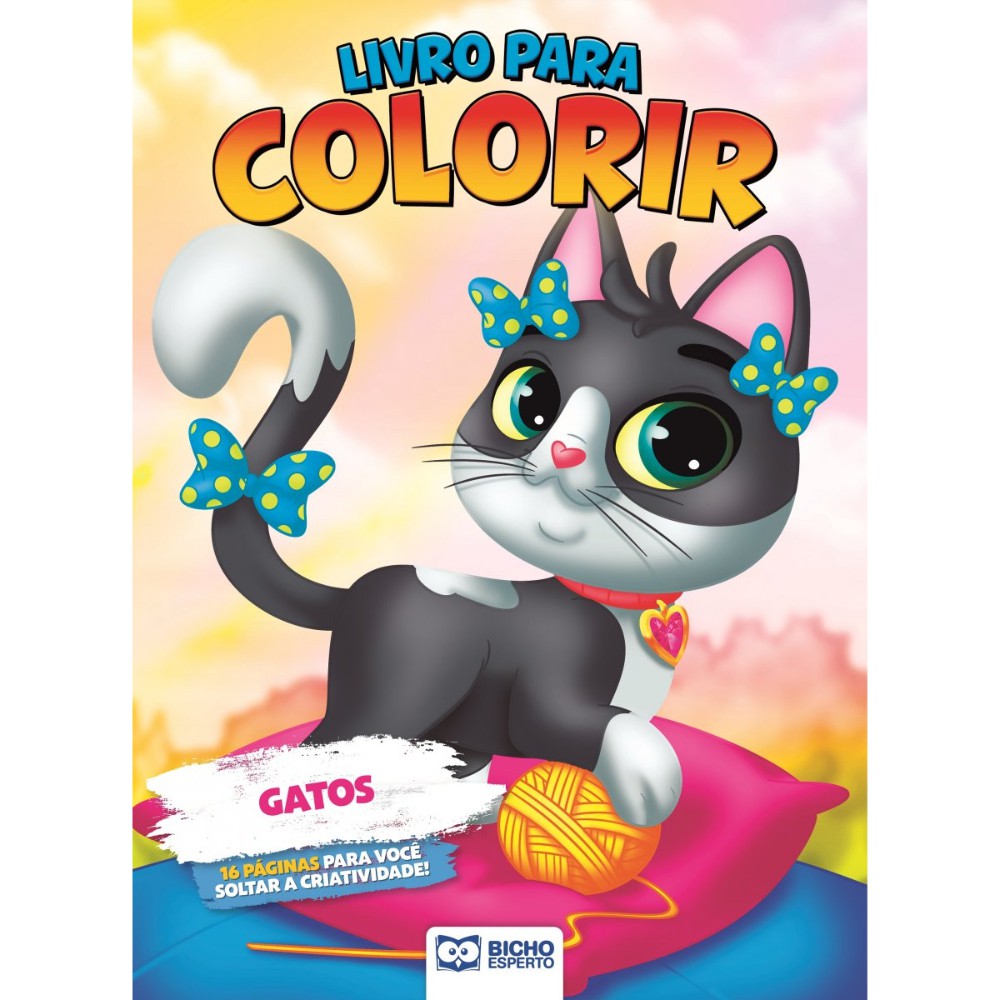 Gato bonito em pé, livro de colorir infantil, livro de desenho de